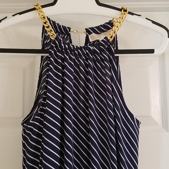 Michael Kors Chain Halter Striped Dress Large - Picture 3 of 11